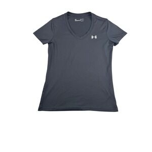 Under Armour Womens HeatGear Black V Neck Athletic T Shirt‎ Top Size Small